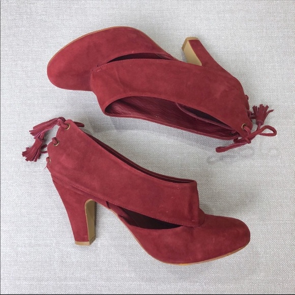 JEFFREY CAMPBELL Mabel Red Suede Booties 10 - Picture 5 of 7